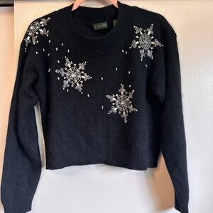 Vintage Robinsons Elegant Black Snowflake Sweater
